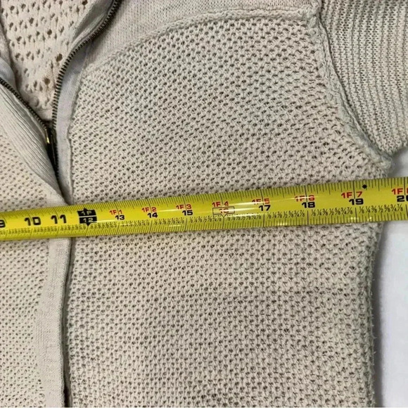 Michael Stars Anorak Cream Knit Sweater Drawstring Hem Full Zip Cotton   XS/S - Picture 3 of 6